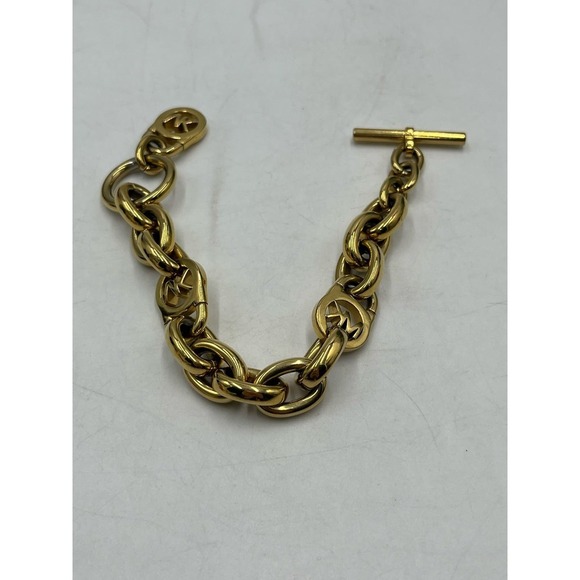 Michael Kors Gold-Tone Link Padlock Toggle Bracelet - Picture 7 of 10